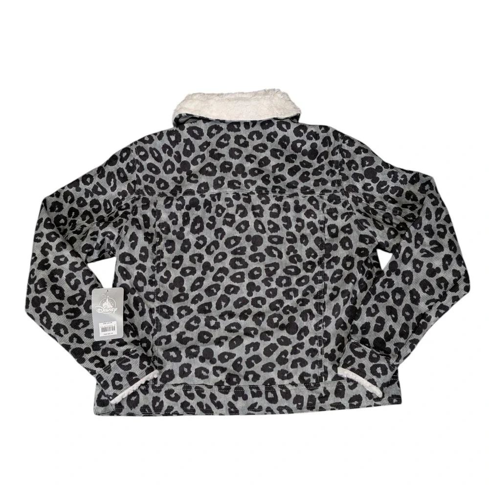Disney Mickey Mouse Kids XS Leopard Print Corduroy Jacket Faux Shearling Collar